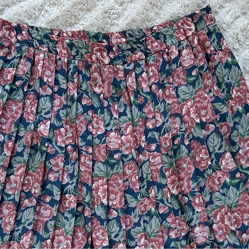 Vtg 70s Andrea Gayle Floral Pleated Skirt